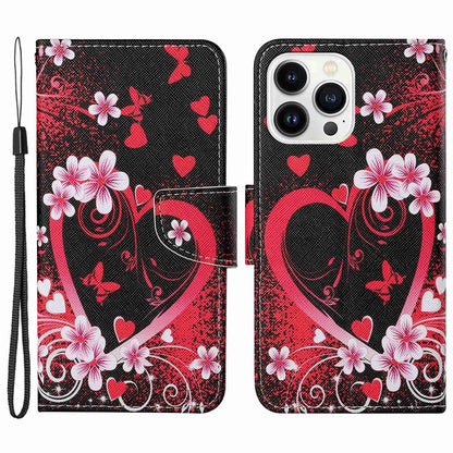 For iPhone 14 Pro Max 6.7 inch Protective Phone Case Cross Texture Pattern Printing PU Leather Shockproof Stand Wallet Cover