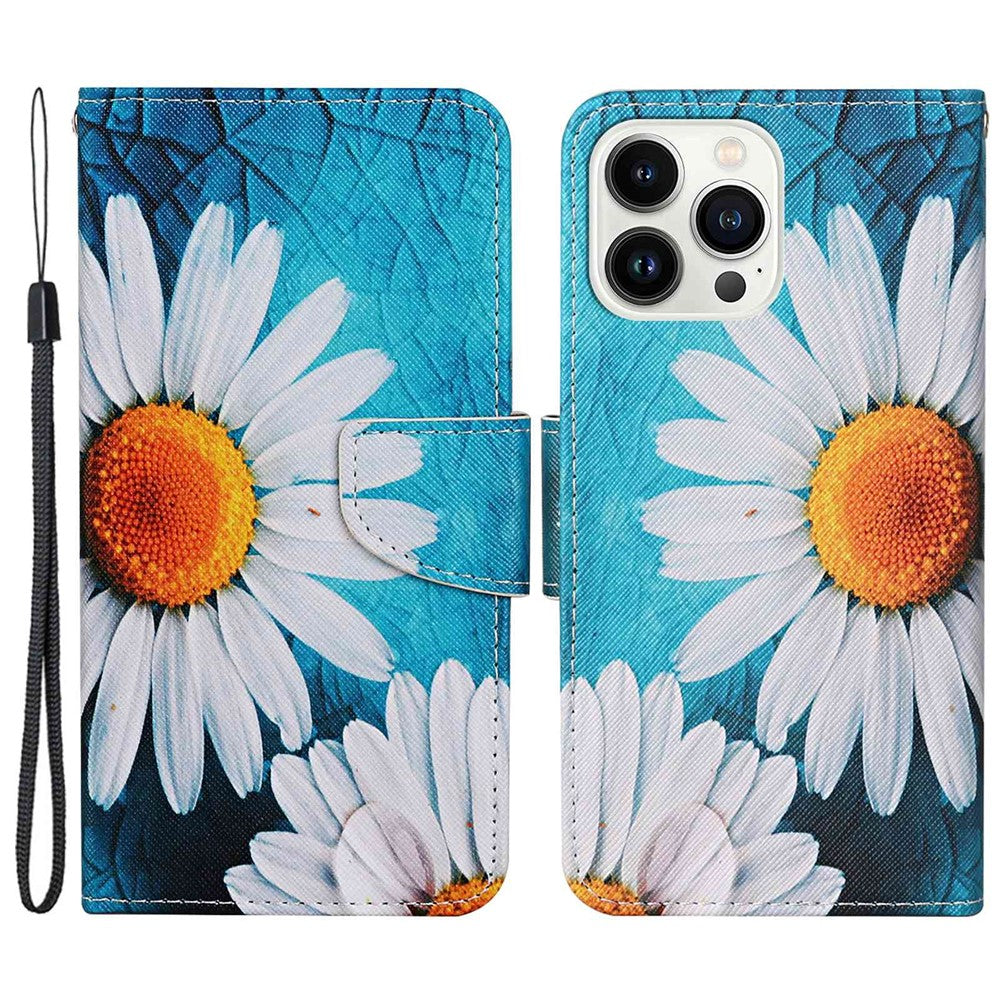For iPhone 14 Pro Max 6.7 inch Protective Phone Case Cross Texture Pattern Printing PU Leather Shockproof Stand Wallet Cover