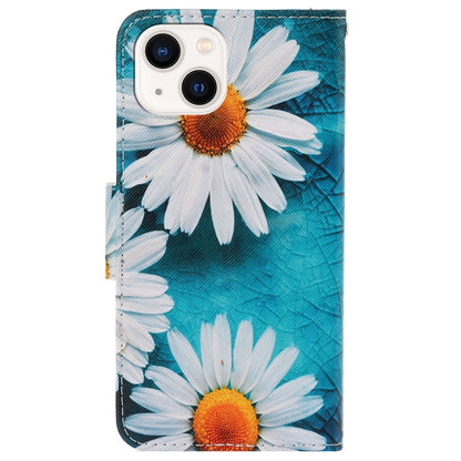 For iPhone 14 Plus Cross Texture PU Leather Case Pattern Printing Foldable Stand Phone Wallet Full Protection Case