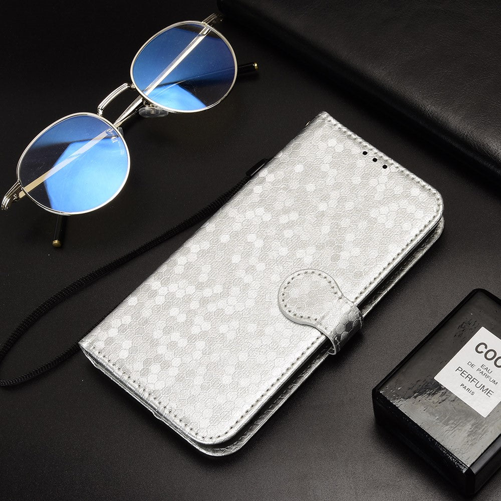For iPhone 14 Pro Max 6.7 inch Magnetic Clasp Dot Pattern Imprinted Phone Cover Shockproof Leather Stand Wallet Case
