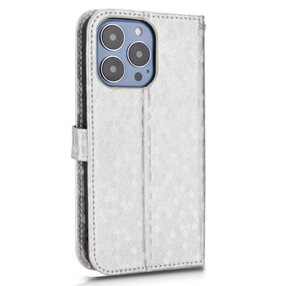 For iPhone 14 Pro Max 6.7 inch Magnetic Clasp Dot Pattern Imprinted Phone Cover Shockproof Leather Stand Wallet Case