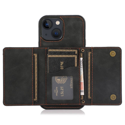 For iPhone 14 6.1 inch Mobile Phone Case Foldable Wallet Design Leather Coated TPU Back Cover