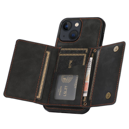 For iPhone 14 6.1 inch Mobile Phone Case Foldable Wallet Design Leather Coated TPU Back Cover