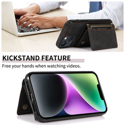 For iPhone 14 6.1 inch Mobile Phone Case Foldable Wallet Design Leather Coated TPU Back Cover