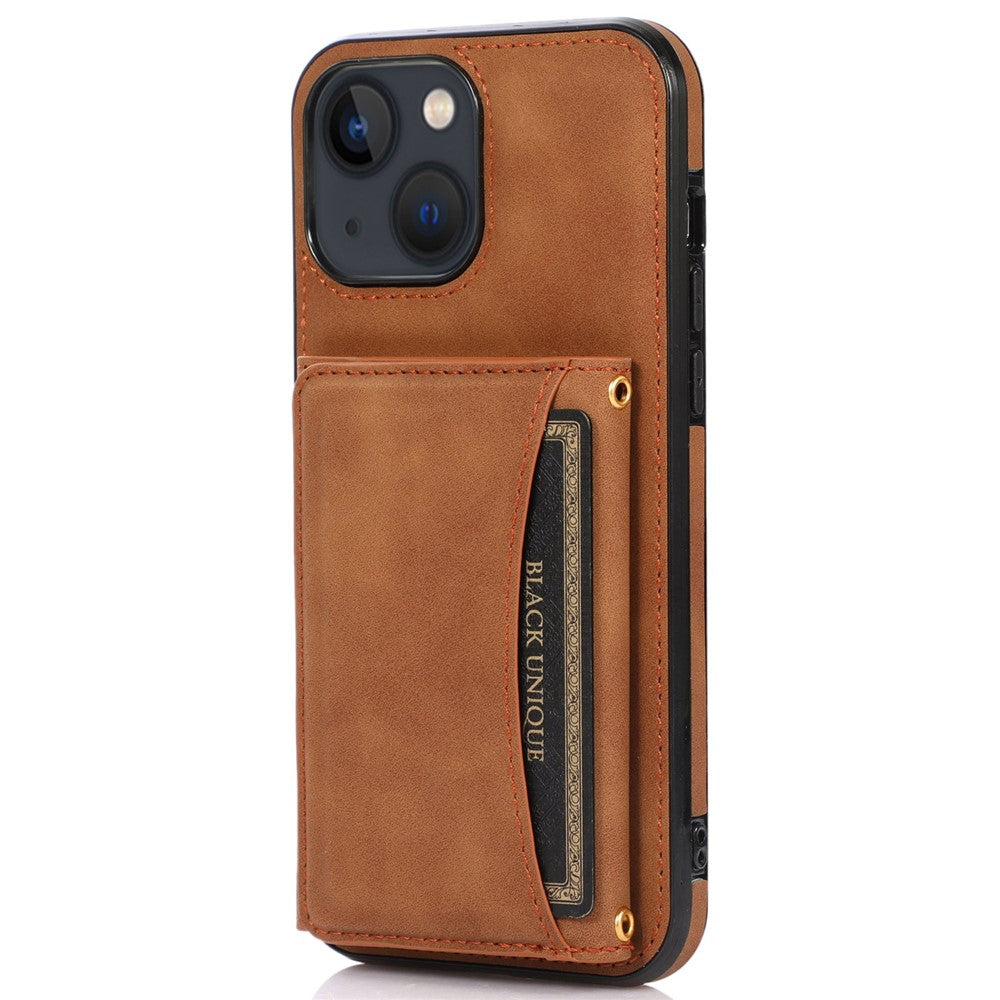 For iPhone 14 6.1 inch Mobile Phone Case Foldable Wallet Design Leather Coated TPU Back Cover