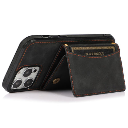 For iPhone 14 Pro Max 6.7 inch Tri-fold Wallet Kickstand Phone Back Cover PU Leather + TPU Anti-scratch Case