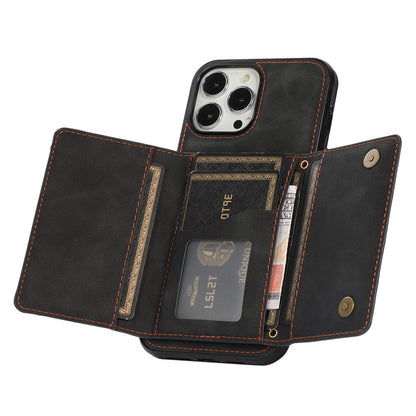 For iPhone 14 Pro Max 6.7 inch Tri-fold Wallet Kickstand Phone Back Cover PU Leather + TPU Anti-scratch Case