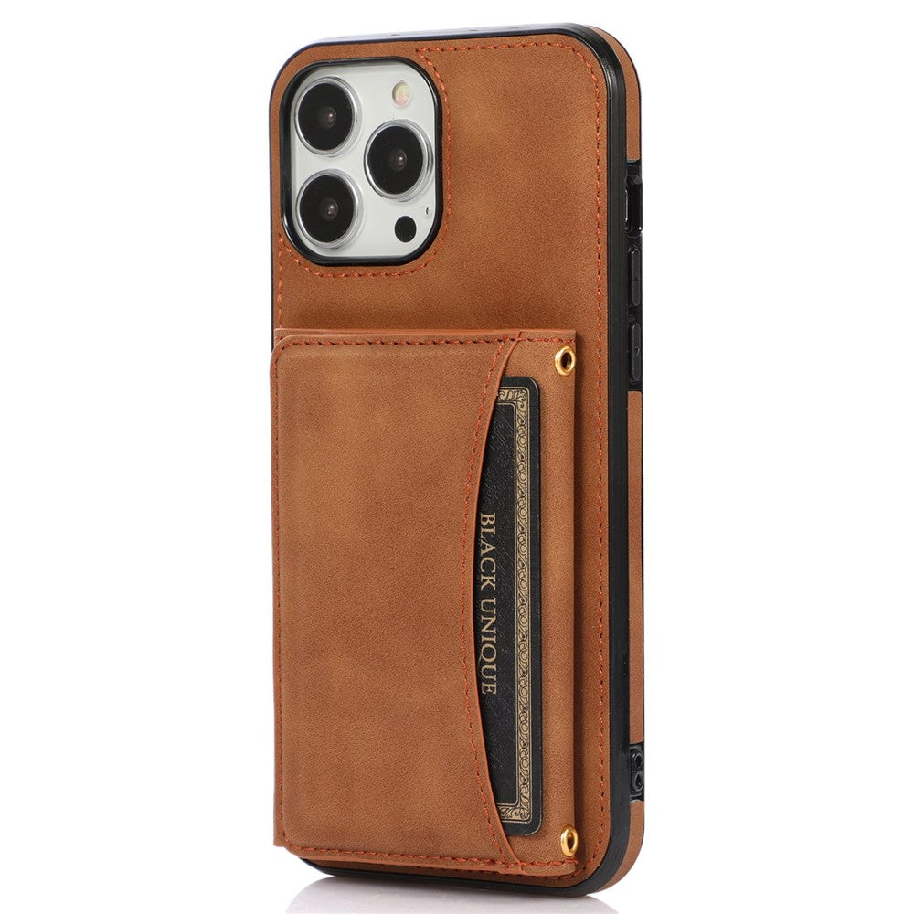 For iPhone 14 Pro Max 6.7 inch Tri-fold Wallet Kickstand Phone Back Cover PU Leather + TPU Anti-scratch Case