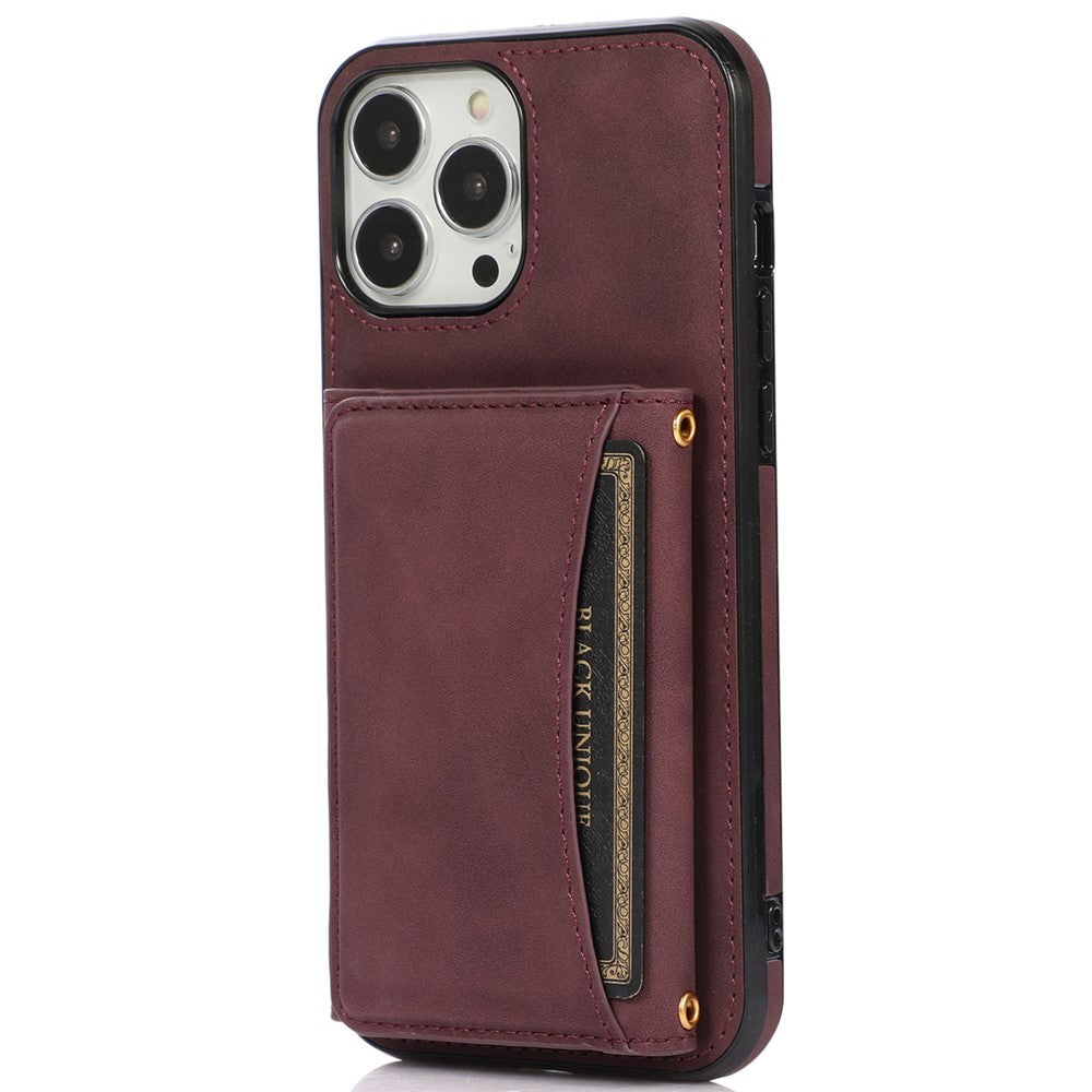 For iPhone 14 Pro Max 6.7 inch Tri-fold Wallet Kickstand Phone Back Cover PU Leather + TPU Anti-scratch Case