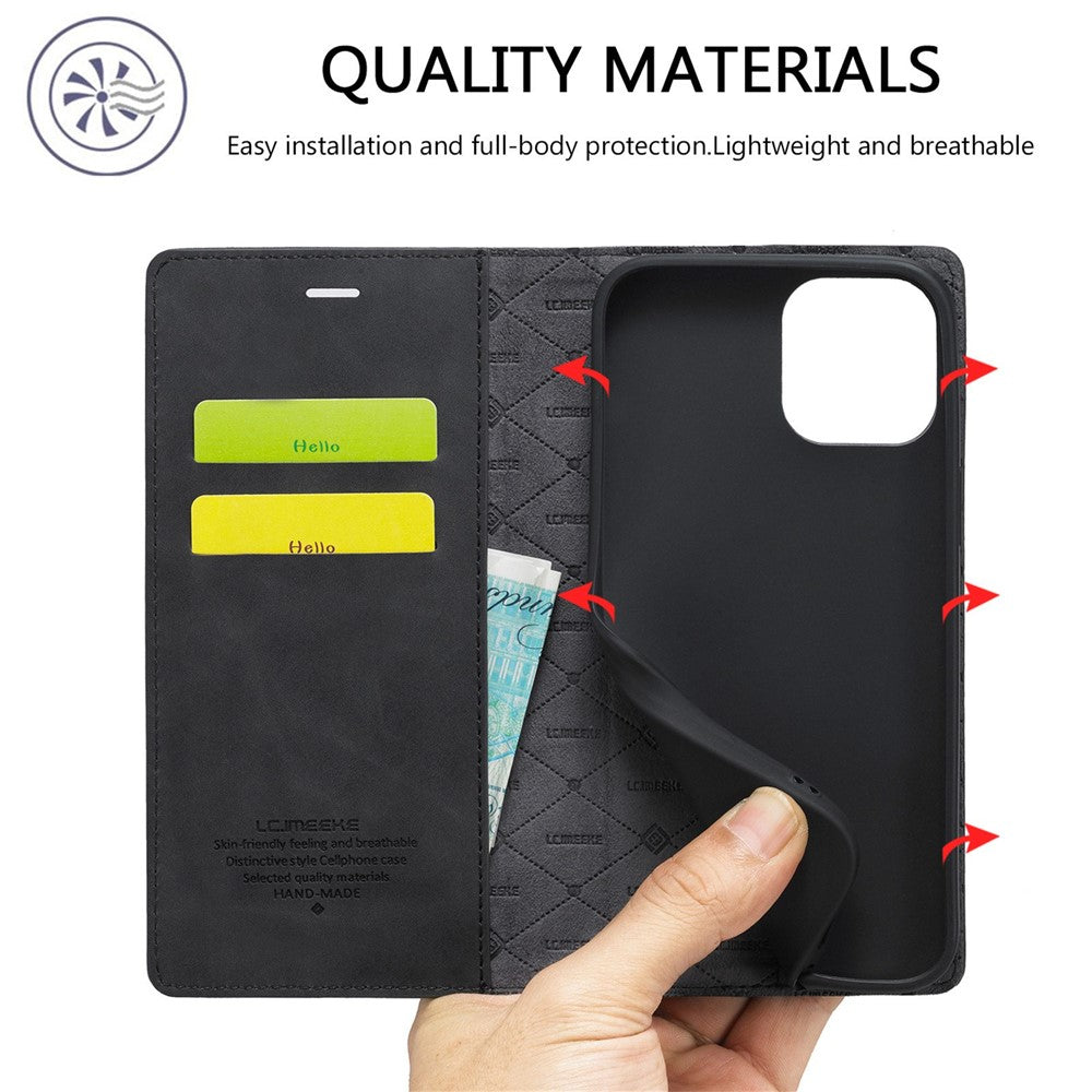 LC.IMEEKE For iPhone 14 Plus PU Leather Wallet Folio Flip Case Magnetic Auto-absorbed Stand Cover