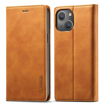 LC.IMEEKE For iPhone 14 Plus PU Leather Wallet Folio Flip Case Magnetic Auto-absorbed Stand Cover