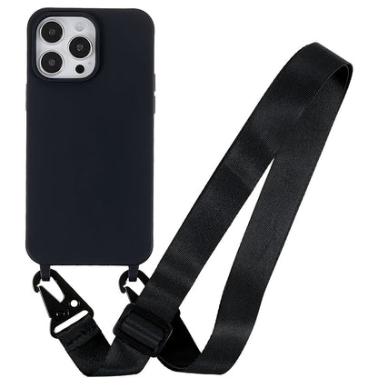 For iPhone 14 Pro Max 6.7 inch Anti-drop Soft TPU Matte Surface Phone Cover Protective Shell with Wide Lanyard