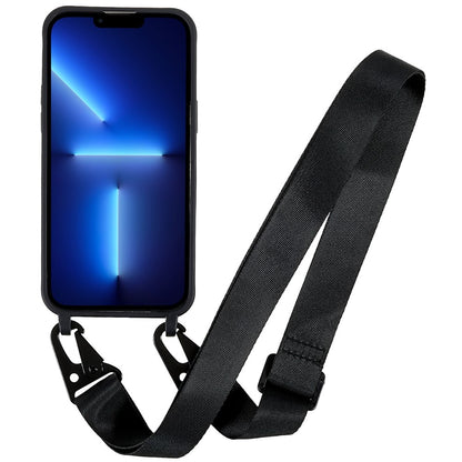 For iPhone 14 Pro Max 6.7 inch Anti-drop Soft TPU Matte Surface Phone Cover Protective Shell with Wide Lanyard