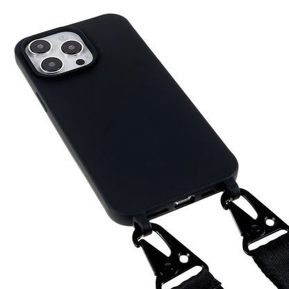 For iPhone 14 Pro Max 6.7 inch Anti-drop Soft TPU Matte Surface Phone Cover Protective Shell with Wide Lanyard