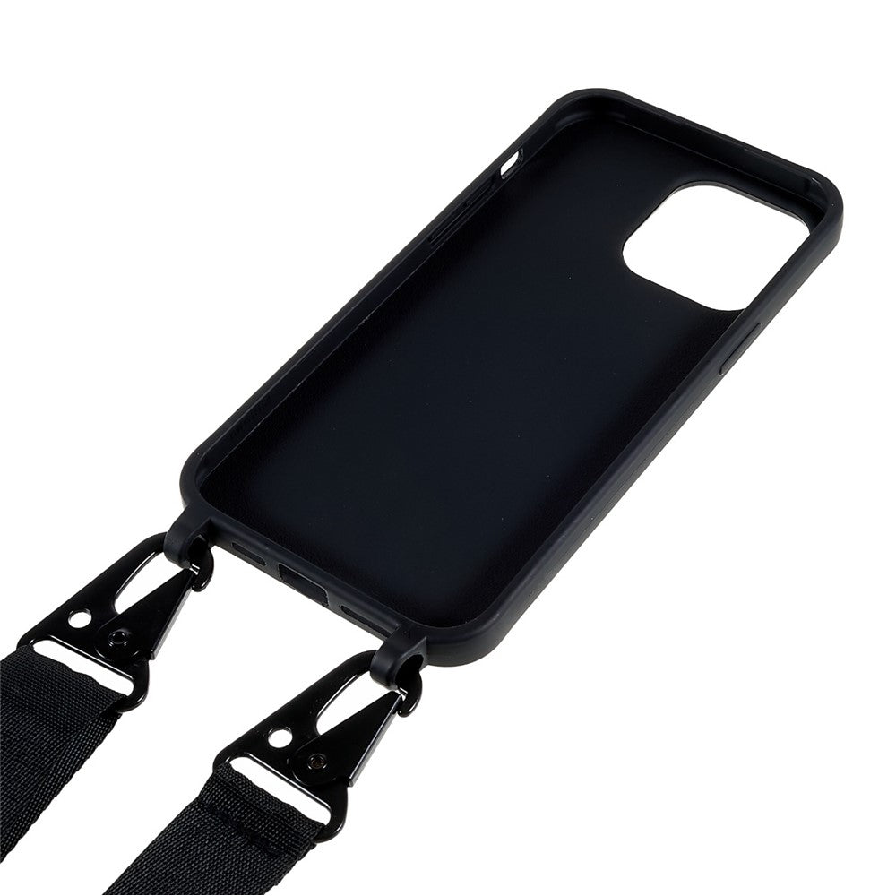 For iPhone 14 Pro Max 6.7 inch Anti-drop Soft TPU Matte Surface Phone Cover Protective Shell with Wide Lanyard