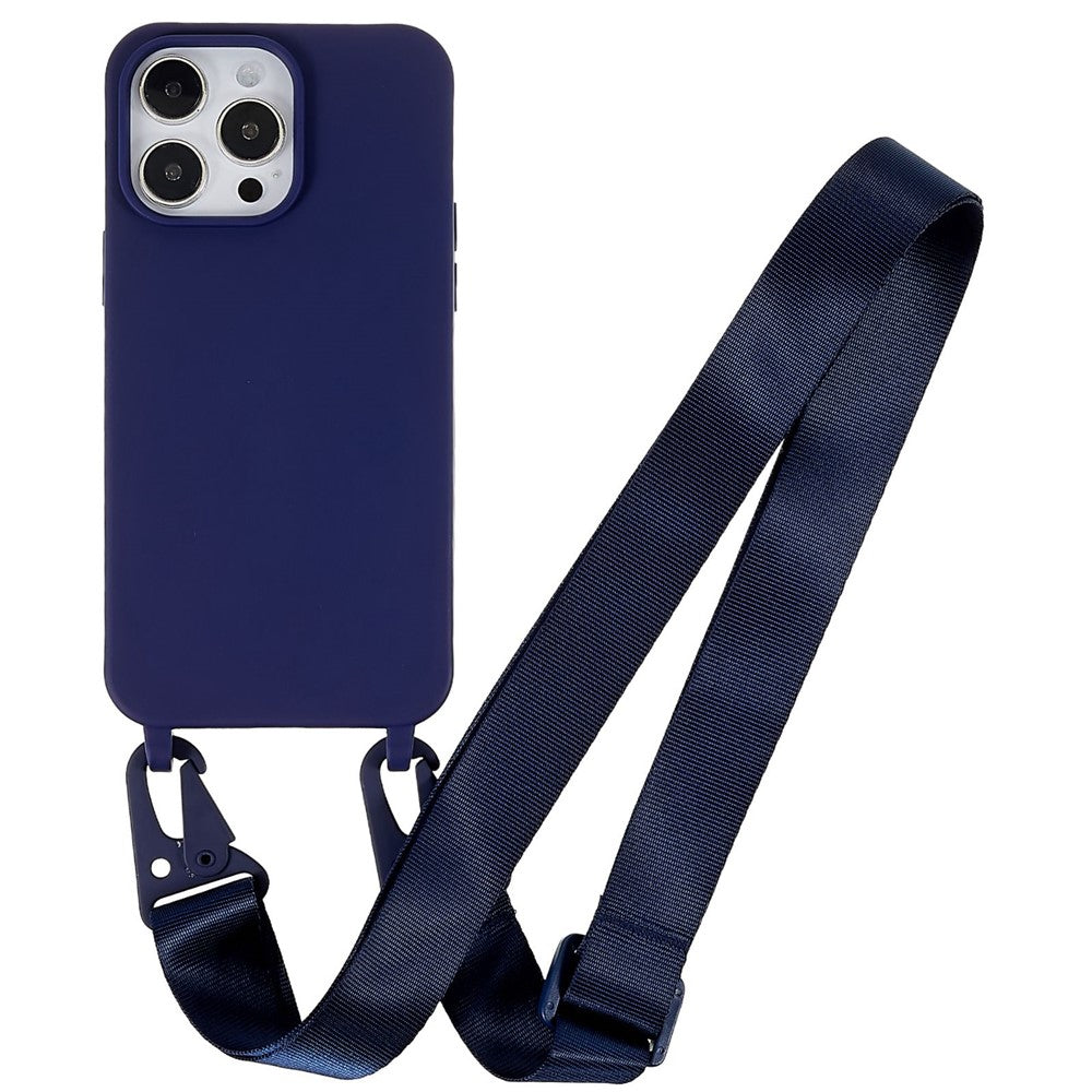 For iPhone 14 Pro Max 6.7 inch Anti-drop Soft TPU Matte Surface Phone Cover Protective Shell with Wide Lanyard