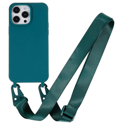 For iPhone 14 Pro Max 6.7 inch Anti-drop Soft TPU Matte Surface Phone Cover Protective Shell with Wide Lanyard