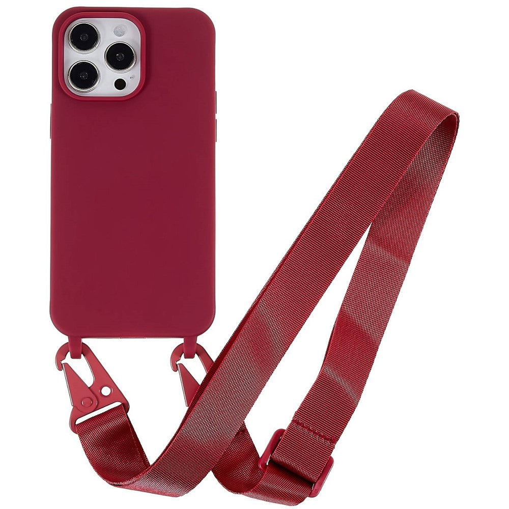 For iPhone 14 Pro Max 6.7 inch Anti-drop Soft TPU Matte Surface Phone Cover Protective Shell with Wide Lanyard