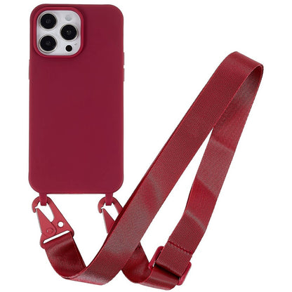 For iPhone 14 Pro Max 6.7 inch Anti-drop Soft TPU Matte Surface Phone Cover Protective Shell with Wide Lanyard