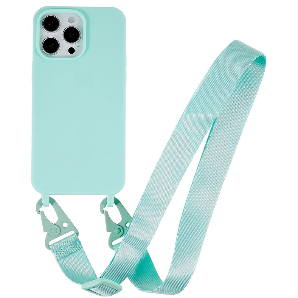 For iPhone 14 Pro Max 6.7 inch Anti-drop Soft TPU Matte Surface Phone Cover Protective Shell with Wide Lanyard