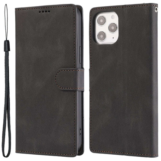 For iPhone 14 Pro Max 6.7 inch PU Leather Wallet Function Phone Shockproof Case Anti-drop Stand Cover with Strap