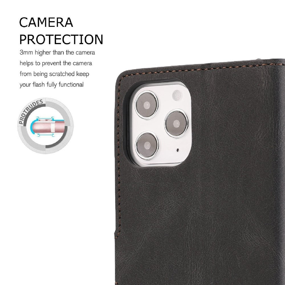 For iPhone 14 Pro Max 6.7 inch PU Leather Wallet Function Phone Shockproof Case Anti-drop Stand Cover with Strap