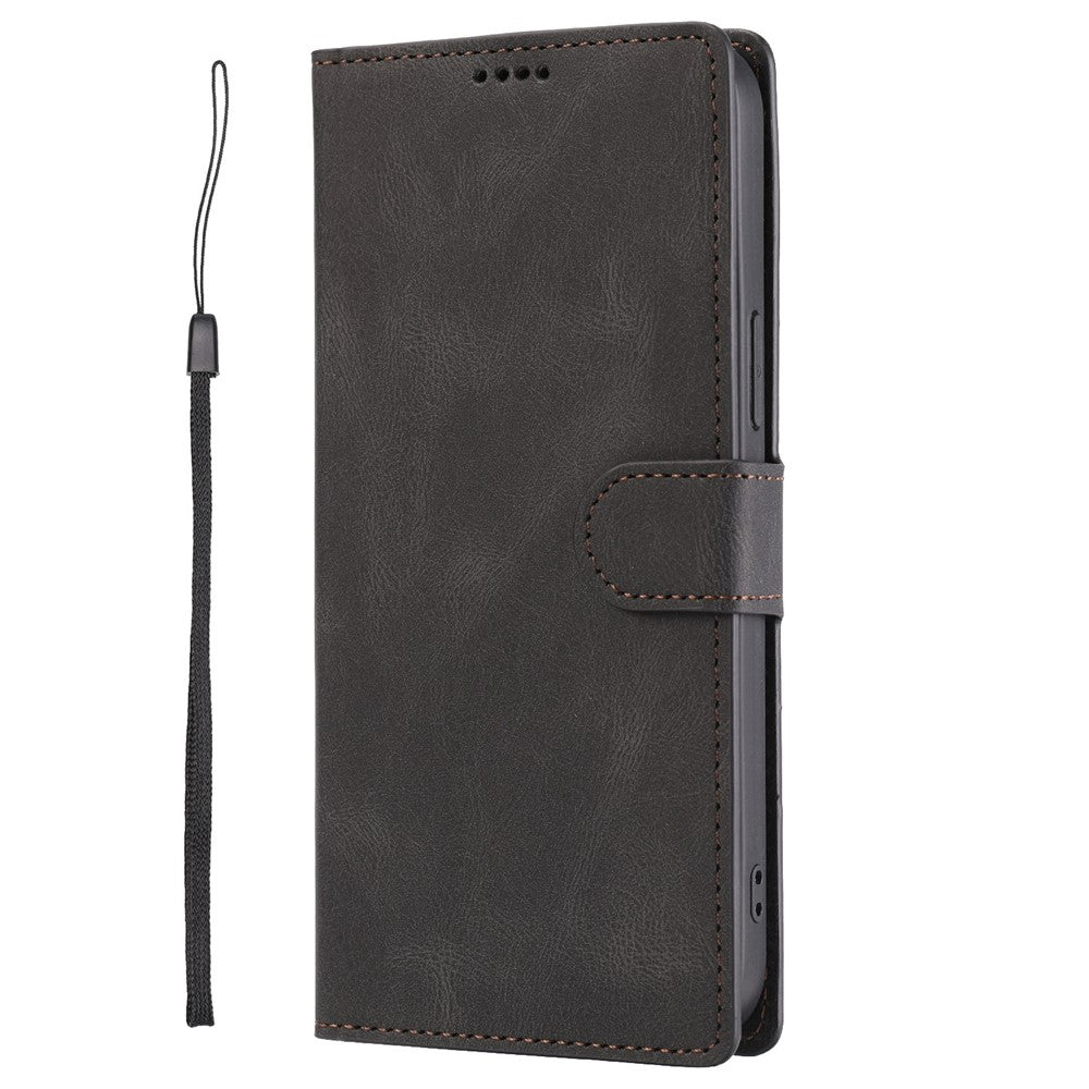 For iPhone 14 Pro Max 6.7 inch PU Leather Wallet Function Phone Shockproof Case Anti-drop Stand Cover with Strap