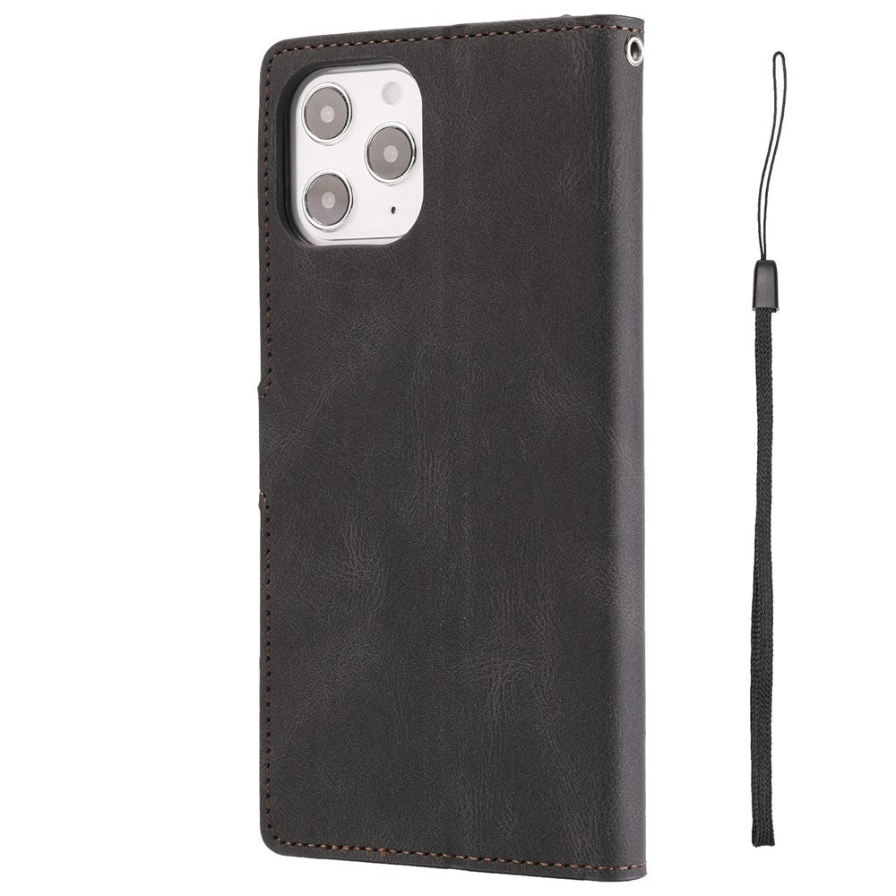 For iPhone 14 Pro Max 6.7 inch PU Leather Wallet Function Phone Shockproof Case Anti-drop Stand Cover with Strap