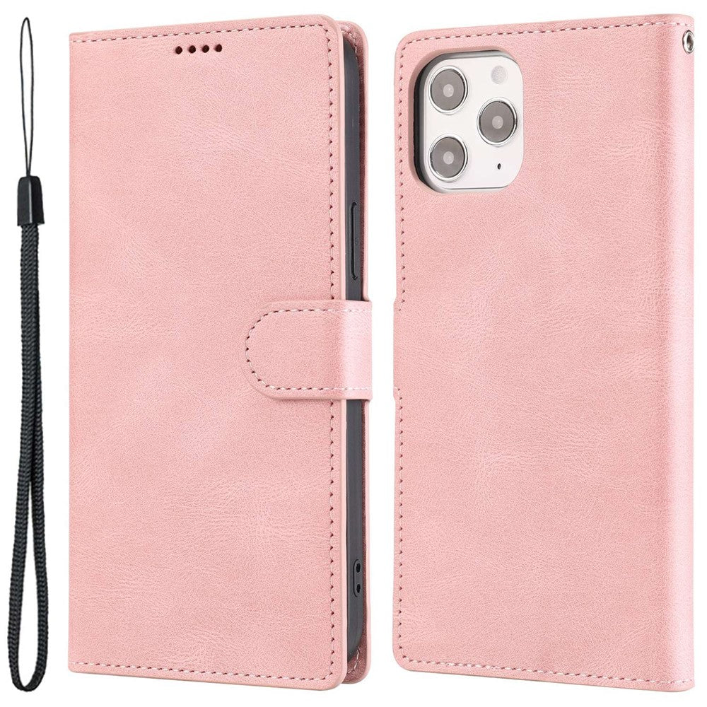 For iPhone 14 Pro Max 6.7 inch PU Leather Wallet Function Phone Shockproof Case Anti-drop Stand Cover with Strap