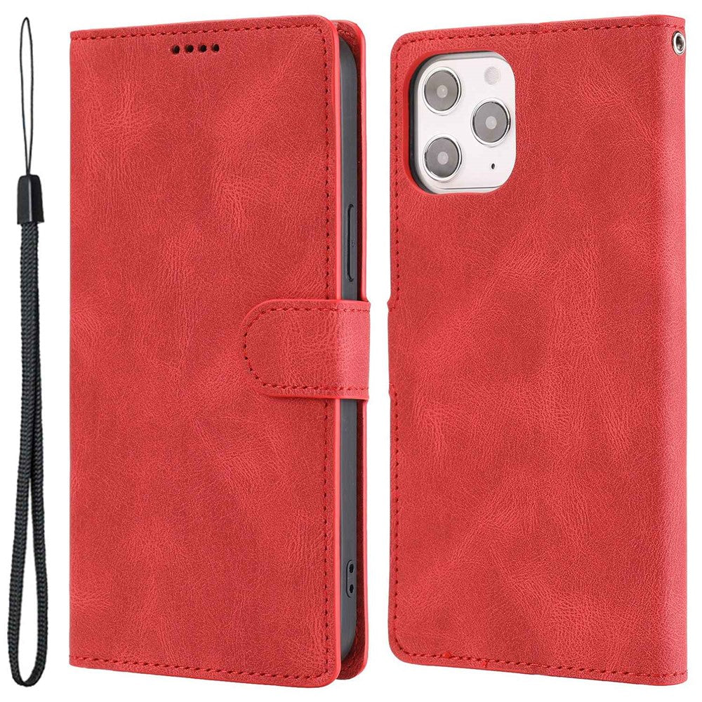 For iPhone 14 Pro Max 6.7 inch PU Leather Wallet Function Phone Shockproof Case Anti-drop Stand Cover with Strap