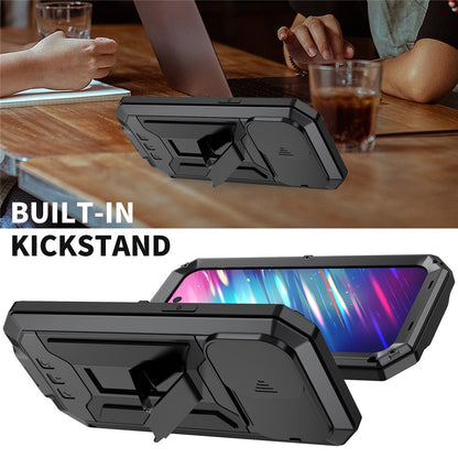 For iPhone 14 Pro Max 6.7 inch 2nd Generation Anti-scratch Phone Case Kickstand Sliding Camera Cover Phone Cover with Tempered Glass Screen Protector