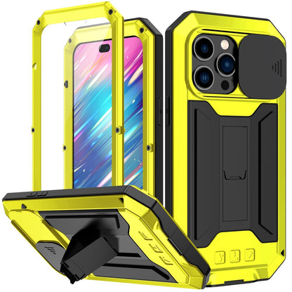 For iPhone 14 Pro Max 6.7 inch 2nd Generation Anti-scratch Phone Case Kickstand Sliding Camera Cover Phone Cover with Tempered Glass Screen Protector