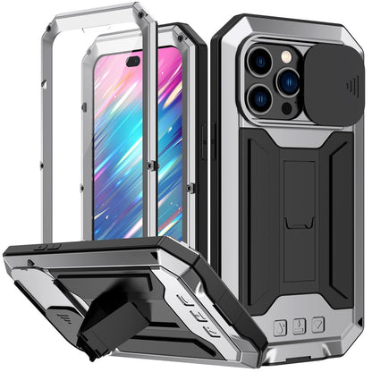 For iPhone 14 Pro Max 6.7 inch 2nd Generation Anti-scratch Phone Case Kickstand Sliding Camera Cover Phone Cover with Tempered Glass Screen Protector