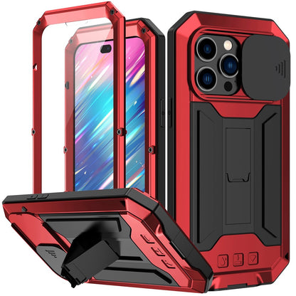 For iPhone 14 Pro Max 6.7 inch 2nd Generation Anti-scratch Phone Case Kickstand Sliding Camera Cover Phone Cover with Tempered Glass Screen Protector