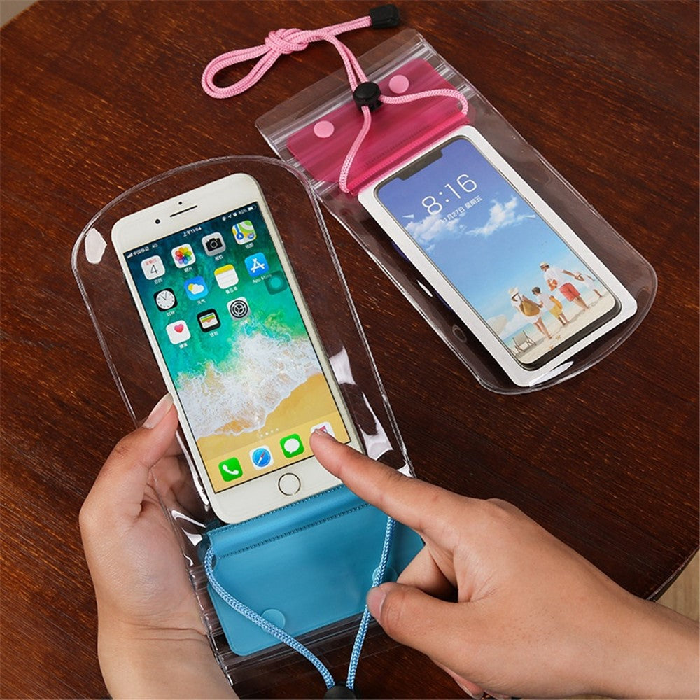 3-Layer Thicken Waterproof Bag for Under 7-inches Mobile Phone Beach Pool Dry Bag with Adjustable Lanyard