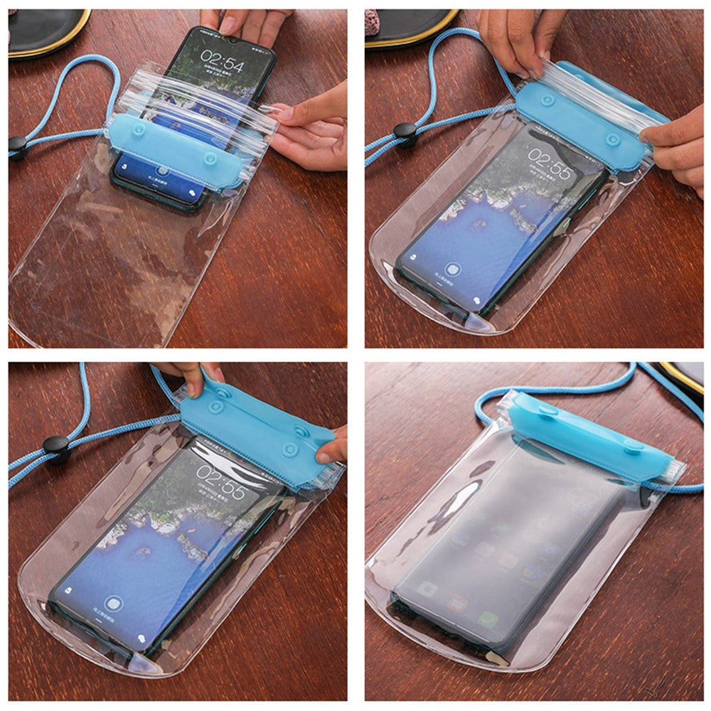 3-Layer Thicken Waterproof Bag for Under 7-inches Mobile Phone Beach Pool Dry Bag with Adjustable Lanyard
