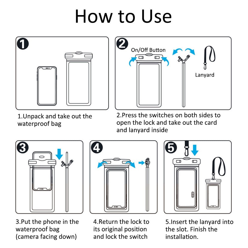 TPU Waterproof Bag for Under 7.2-inches Mobile Phone Beach Pool Phone Dry Bag with Floating Airbag