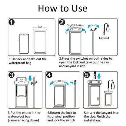 TPU Waterproof Bag for Under 7.2-inches Mobile Phone Beach Pool Phone Dry Bag with Floating Airbag