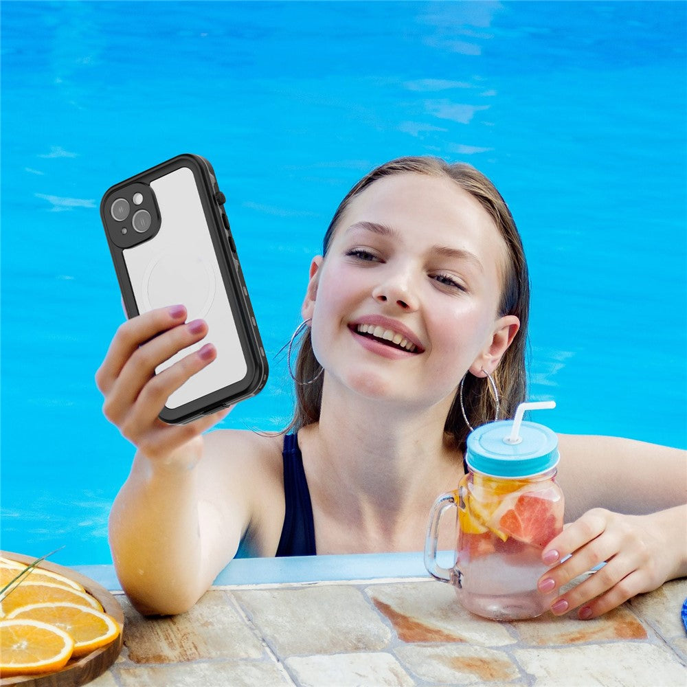 REDPEPPER Dot+ Series for iPhone 14 6.1 inch Compatible with MagSafe Wireless Charging Fall Proof Phone Cover IP68 Waterproof IP6X Dustproof Transparent Back Hybrid Phone Case