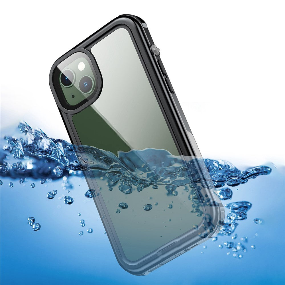 IP68 Waterproof Phone Case For iPhone 14 Plus Transparent Sensitive Touch PC+Neoprene Mobile Phone Cover