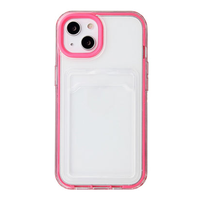 For iPhone 14 6.1 inch Soft TPU Transparent Back Colored Frame Case Card Slot Design Phone Shell