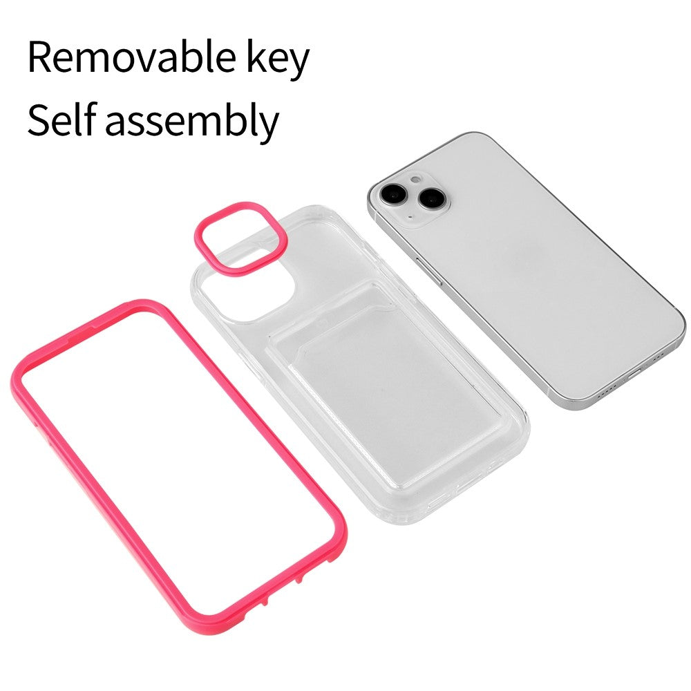For iPhone 14 6.1 inch Soft TPU Transparent Back Colored Frame Case Card Slot Design Phone Shell