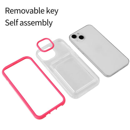For iPhone 14 6.1 inch Soft TPU Transparent Back Colored Frame Case Card Slot Design Phone Shell