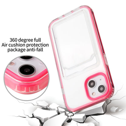 For iPhone 14 6.1 inch Soft TPU Transparent Back Colored Frame Case Card Slot Design Phone Shell