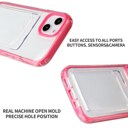 For iPhone 14 6.1 inch Soft TPU Transparent Back Colored Frame Case Card Slot Design Phone Shell