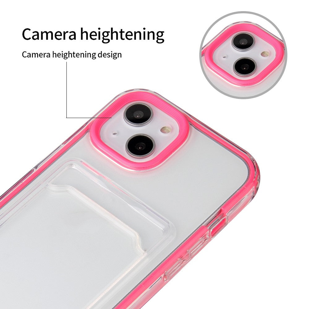 For iPhone 14 6.1 inch Soft TPU Transparent Back Colored Frame Case Card Slot Design Phone Shell