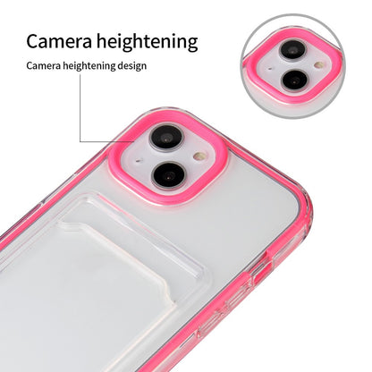 For iPhone 14 6.1 inch Soft TPU Transparent Back Colored Frame Case Card Slot Design Phone Shell