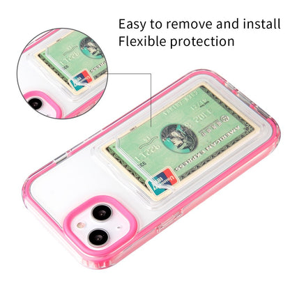 For iPhone 14 6.1 inch Soft TPU Transparent Back Colored Frame Case Card Slot Design Phone Shell