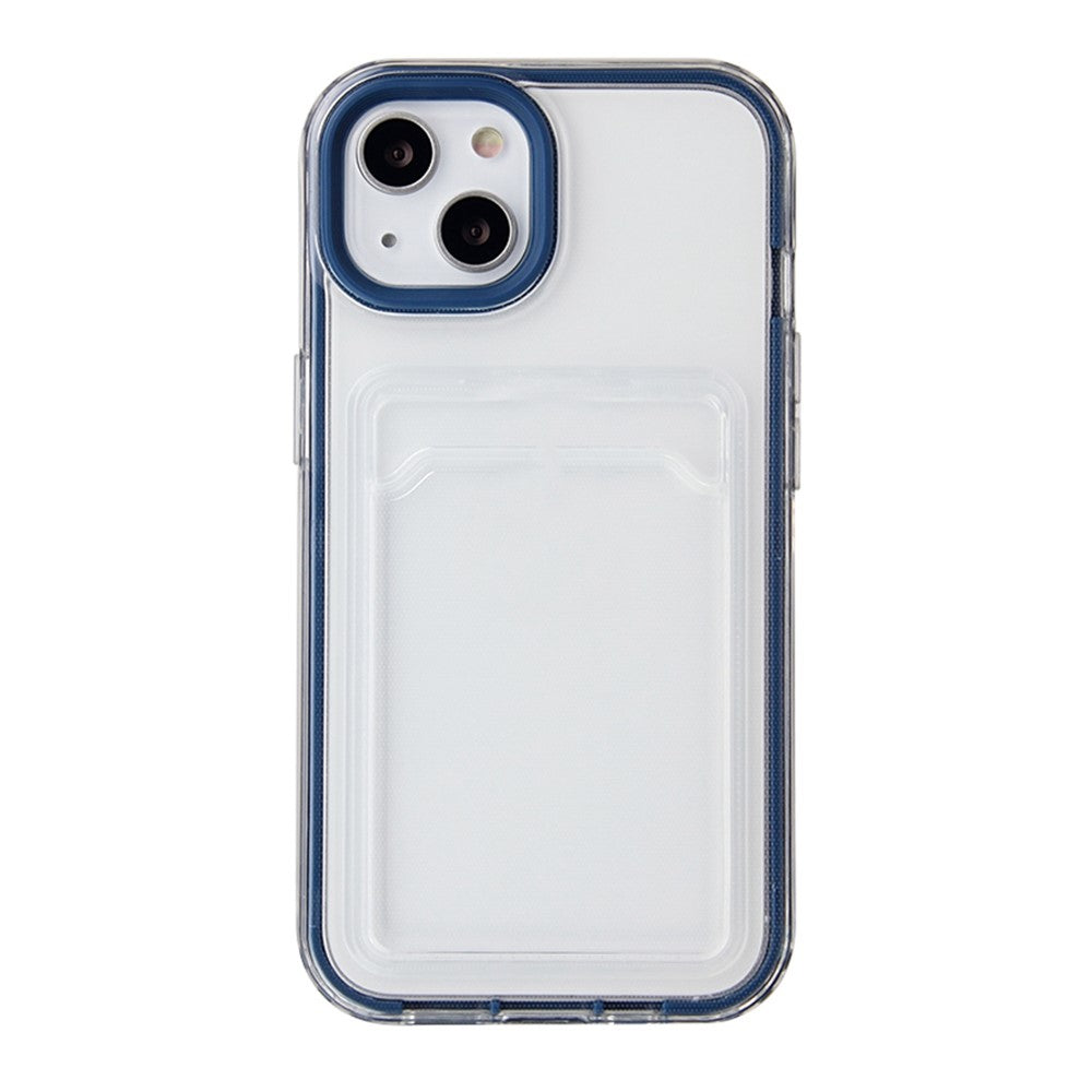 For iPhone 14 6.1 inch Soft TPU Transparent Back Colored Frame Case Card Slot Design Phone Shell