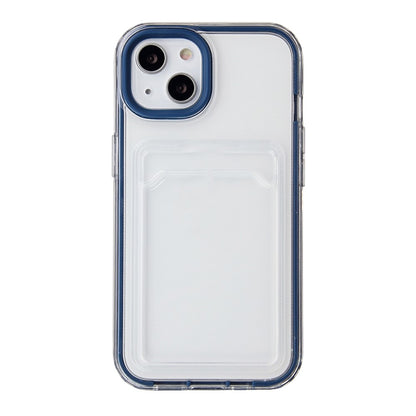 For iPhone 14 6.1 inch Soft TPU Transparent Back Colored Frame Case Card Slot Design Phone Shell